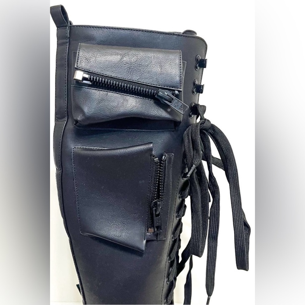 SOLD FB!!!Dollskill Vegan faux Obsidian combat black boots goth dolls kill punk - Picture 4 of 6